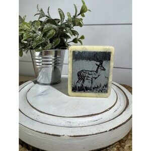 VTG Antelope Deer Marble Resin Etched Paperweight